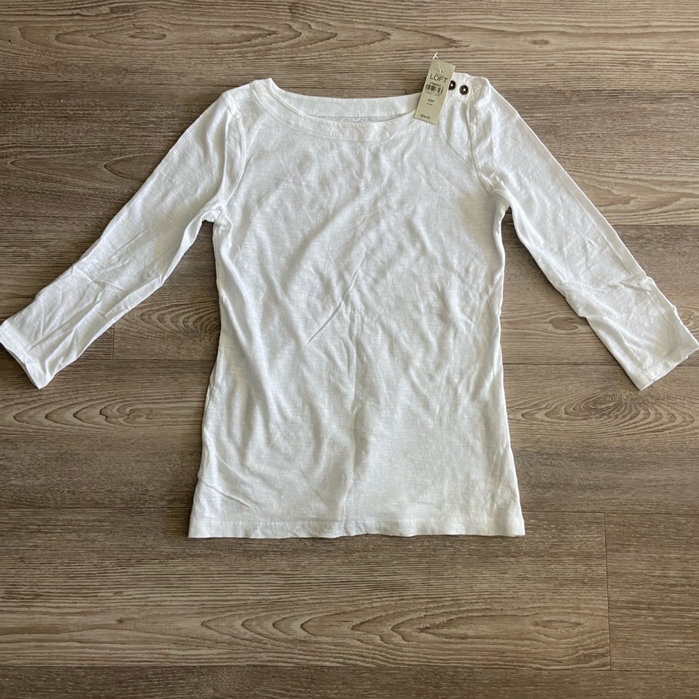 NWT LOFT Petite Cotton long sleeve tee